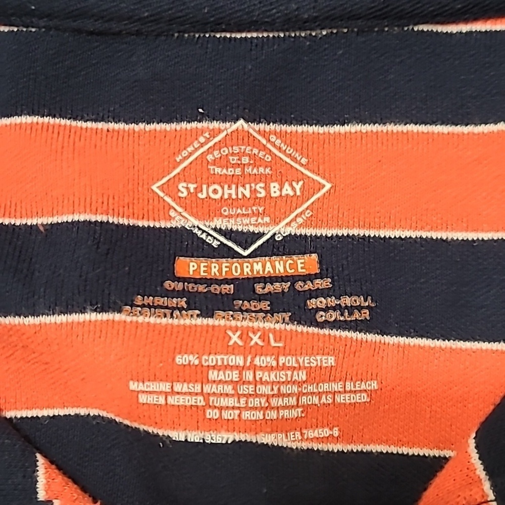 St. John's Bay Striped Polo Shirt in Navy and Orange size XXL - Picture 3 of 7